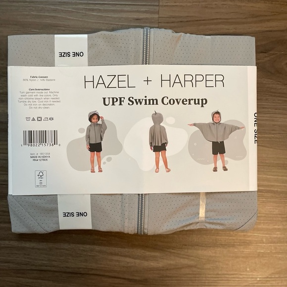 Hazel+Harper Kids Gray Shark UPF Swim Coverup OS -NWT - Picture 2 of 4